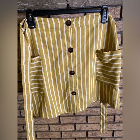 Altar'd State Yellow Striped Mini Skirt - Picture 1 of 7
